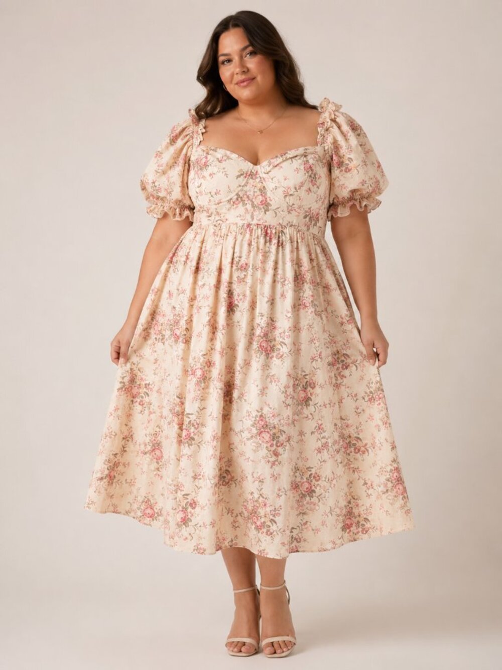 Selkie The Tea Rose Dress 2X NWT Floral Puff Sleeve Cottagecore Fairy Midi Dress